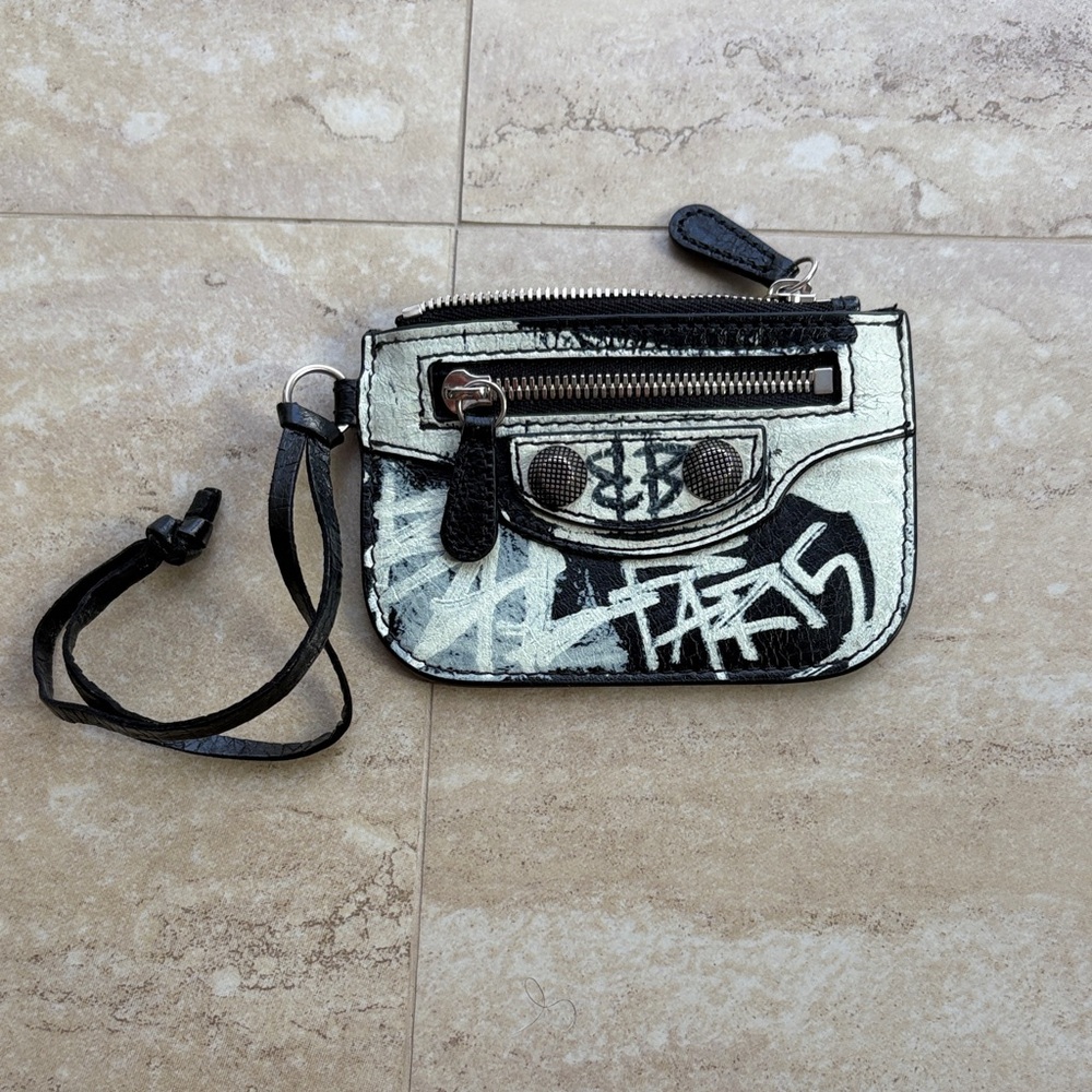 Balenciaga Black and White Women's Bag Set. Small wallet